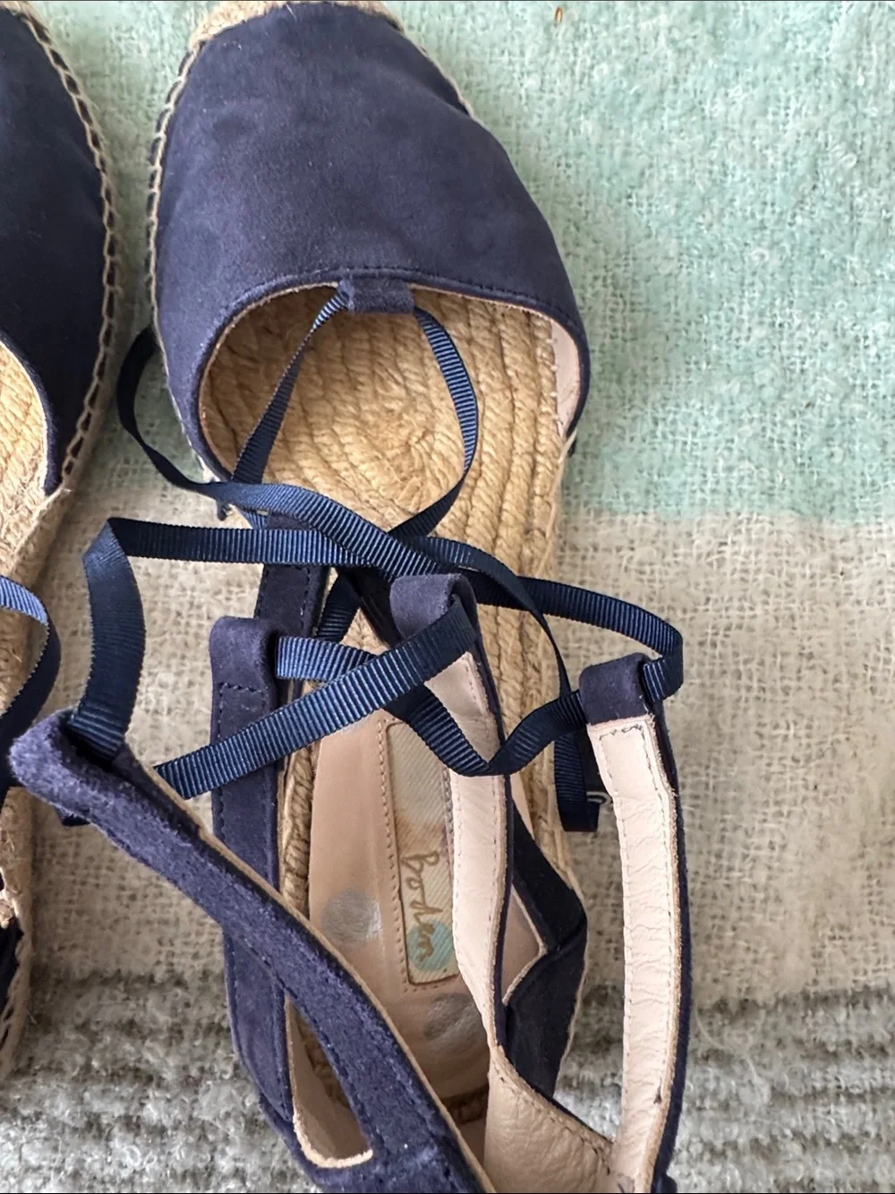 Boden Navy Suede Espadrille Lace Up